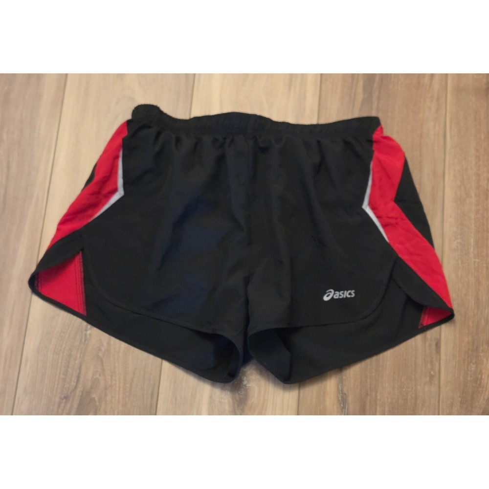 Asics Lined Athletic Shorts Men Size Medium Black Red